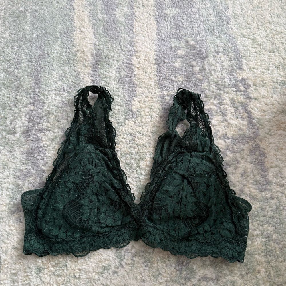 Forest Green Lace Triangle Bralettes from Aerie
